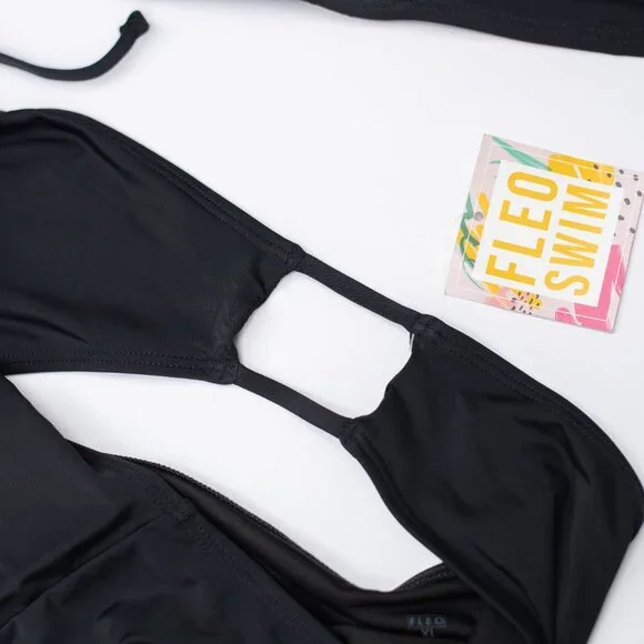 Fleo Bikini Set NWT Black Size XL Top & Bottom 2-Piece Swimwear Beachwear Pool - Picture 7 of 8